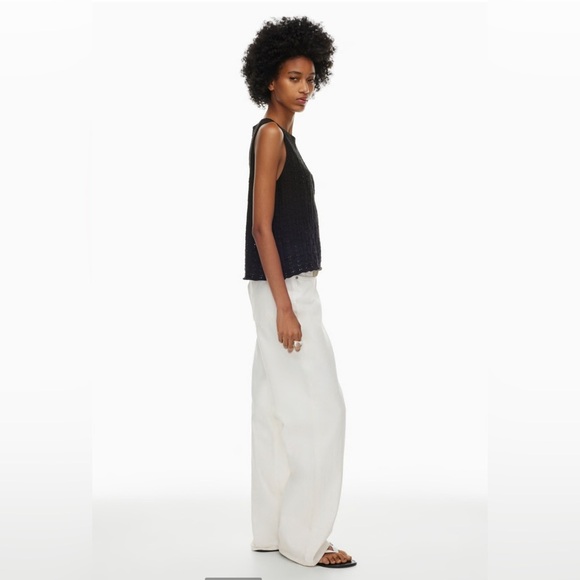 NWT Aritzia Wilfred Philippa Top Size Small Black Pointelle-knit top - Picture 3 of 14